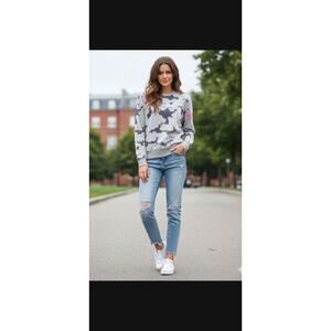 Unisex Preowned Longsleeve Pink Panther "Eleven Paris"! Gray sweatshirt sz Large